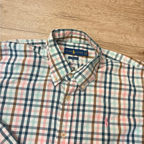 Ralph Lauren Men's Pink and Blue Plaid Shirt - Picture 2 of 5